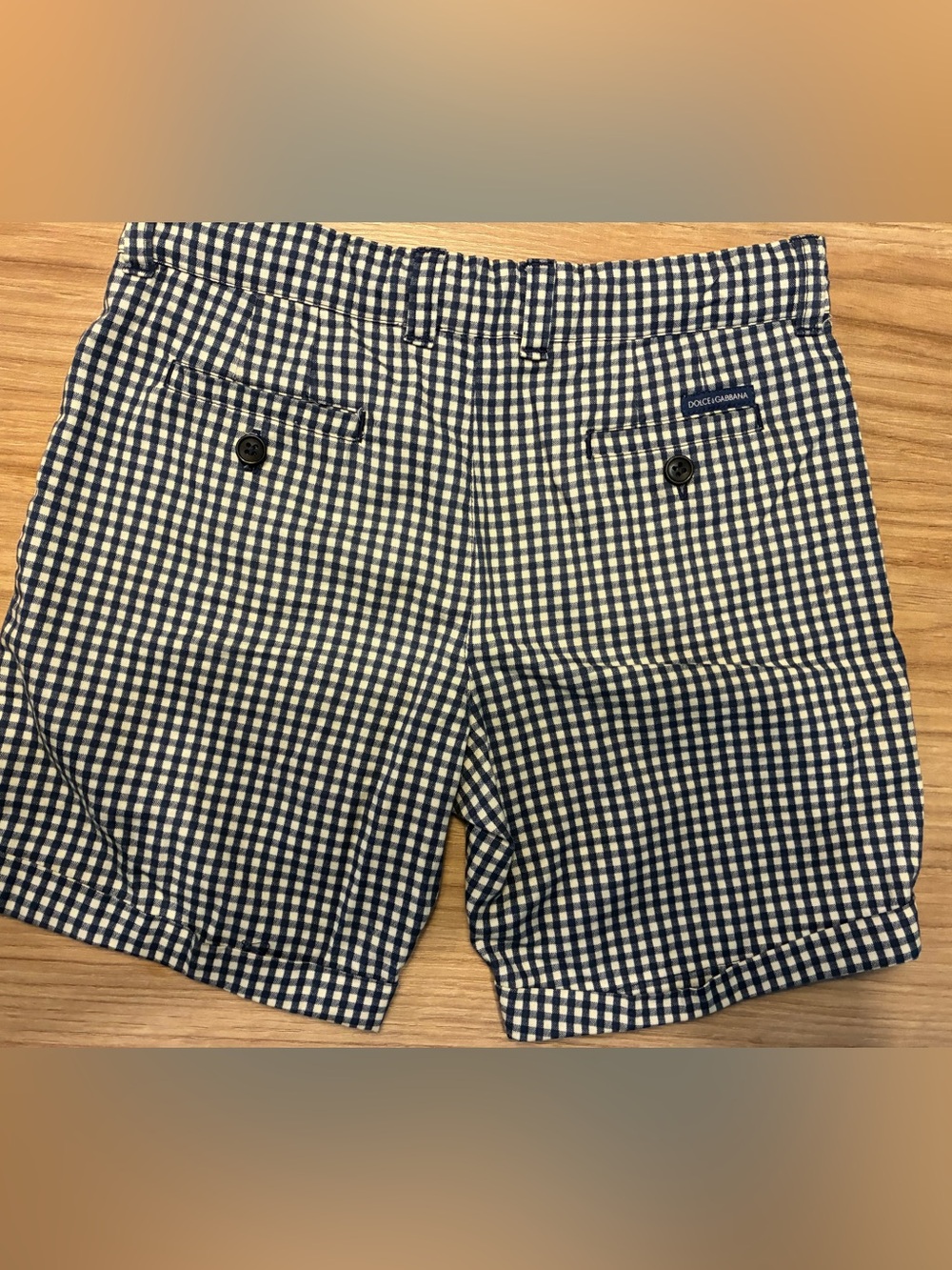 Dolce & Gabbana Navy and White Gingham Kids Shorts